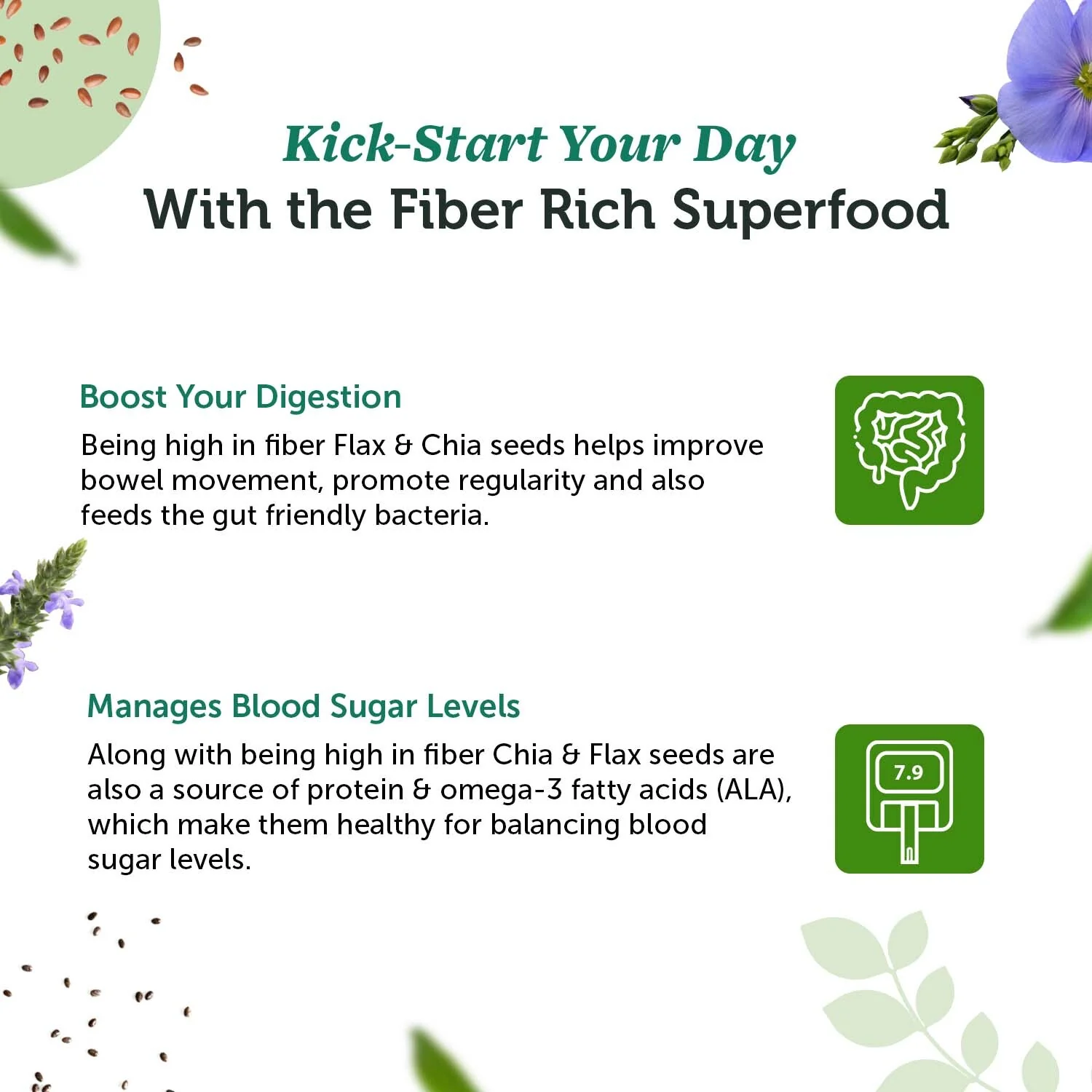 Flax & Chia Seeds Combo - Heart Health, Weight Loss, & Nutrition - Image 3