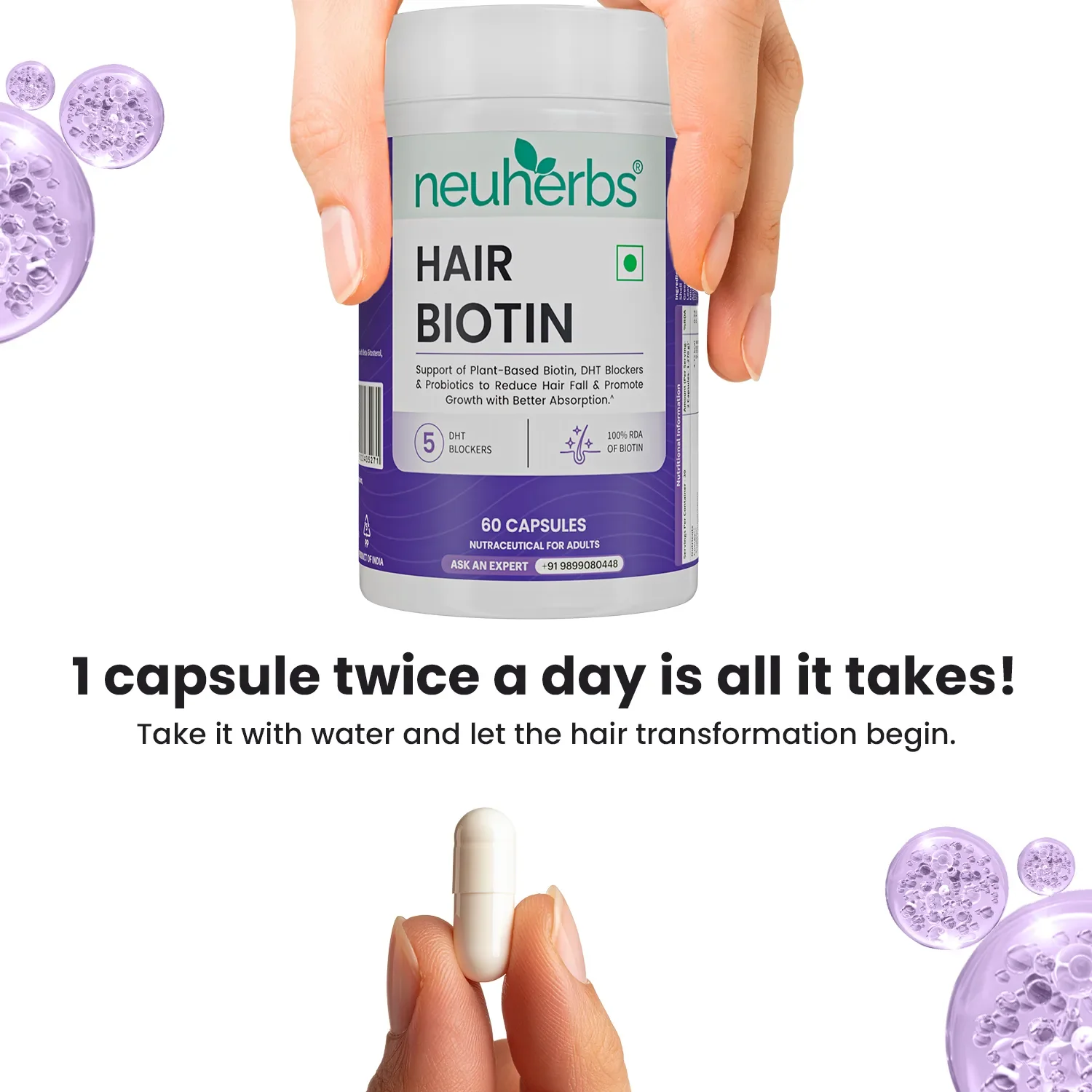 Neuherbs Hair Biotin Capsules - DHT Blocker Hair Supplement - Image 7