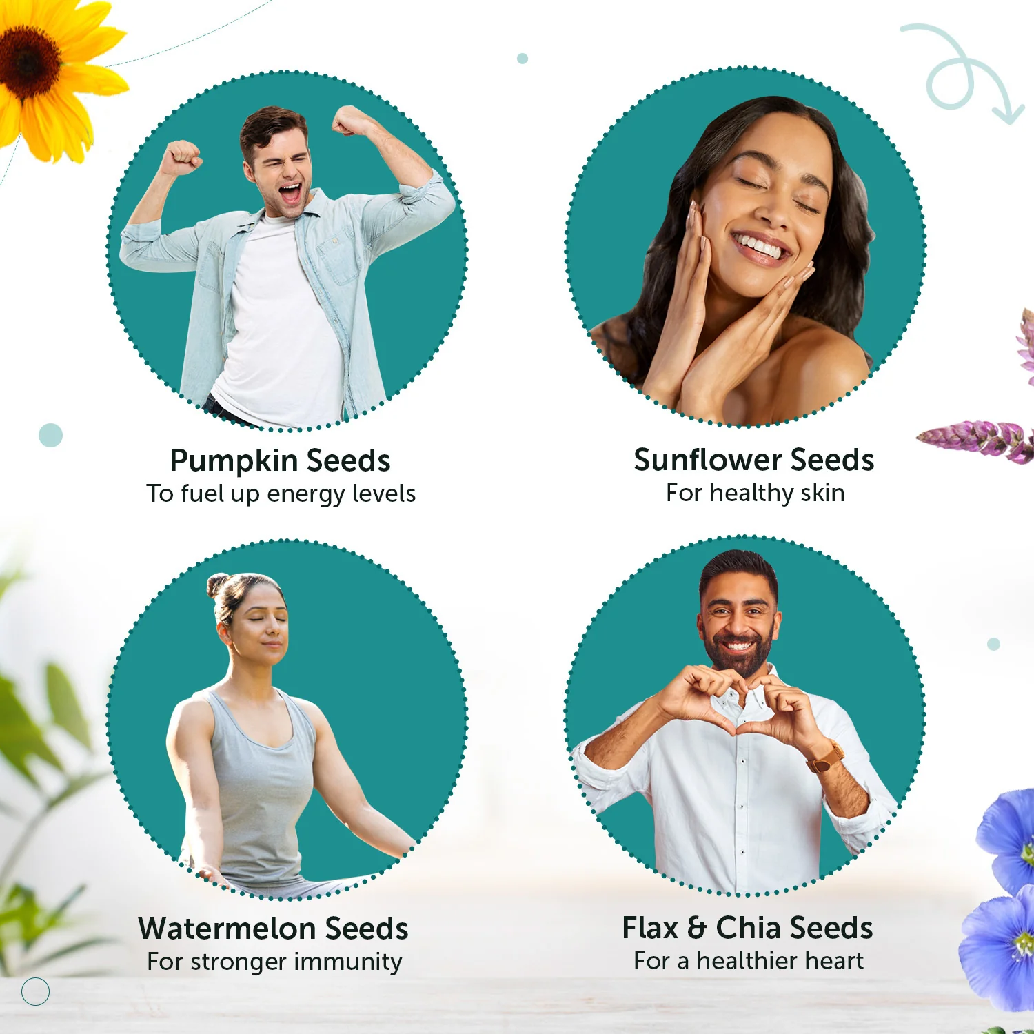 Healthy Seeds Mix rich in Vitamin E, healthy fats & Omega-3 for Heart & Brain, Immunity & Bones and Hair & Skin - Image 3