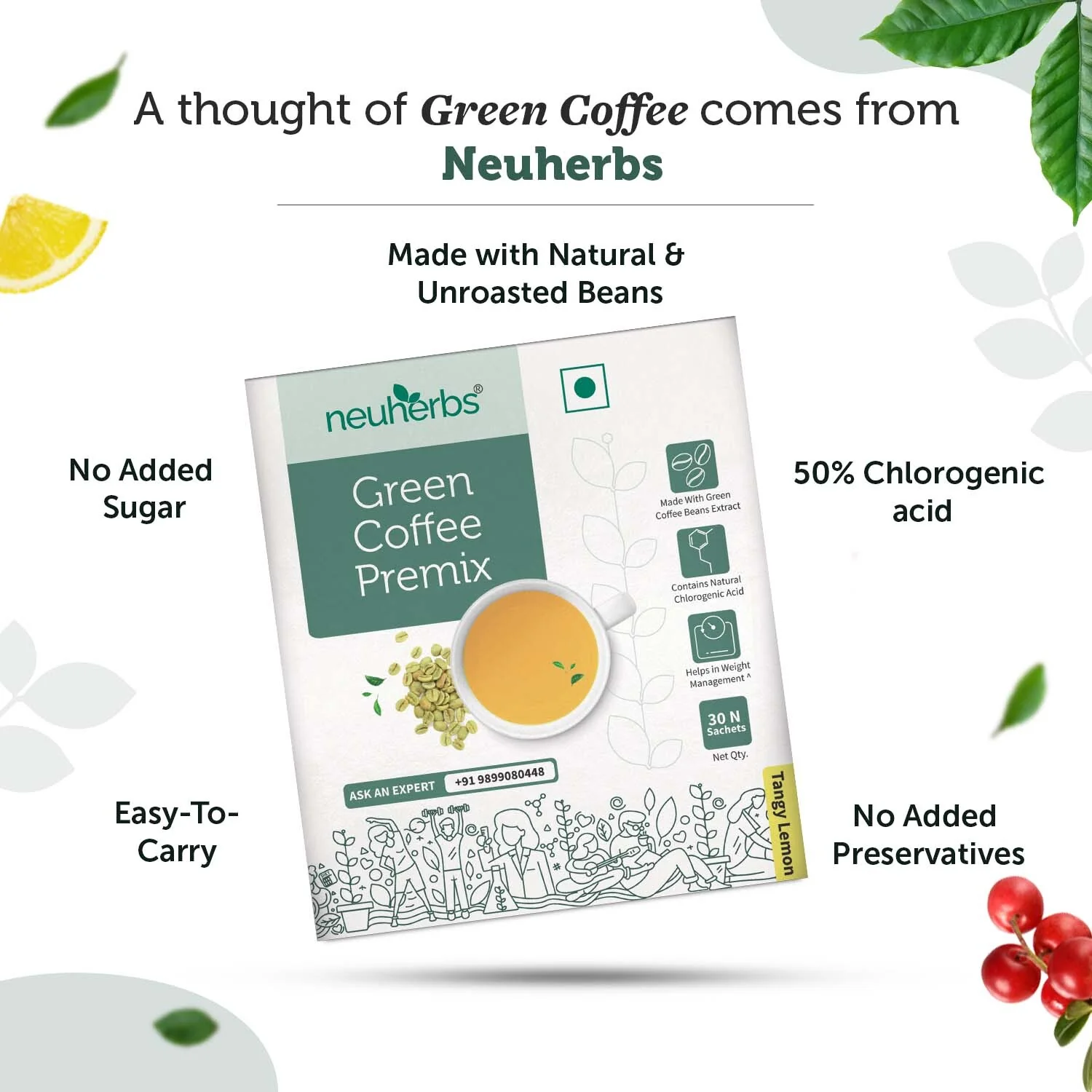 Instant Green Coffee Premix (Lemon Flavour) for Weight Loss & Detox - Image 3