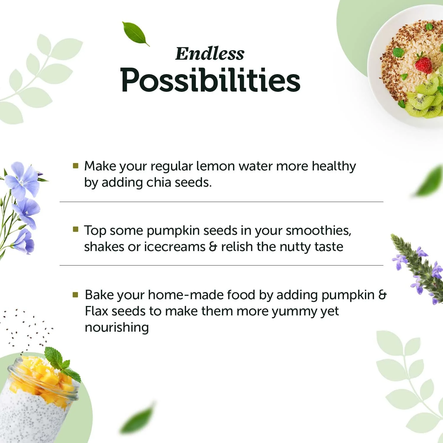 Organic Flax, Chia & Pumpkin Seeds Combo for Heart & Bone Health - Image 4