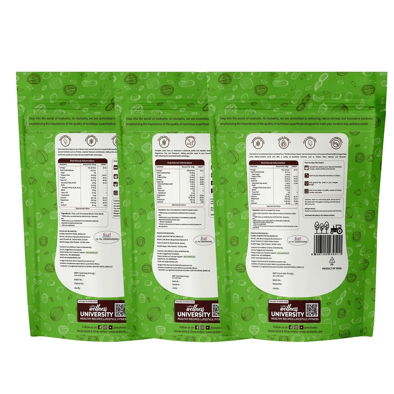 Organic Flax, Chia & Pumpkin Seeds Combo for Heart & Bone Health - Image 6