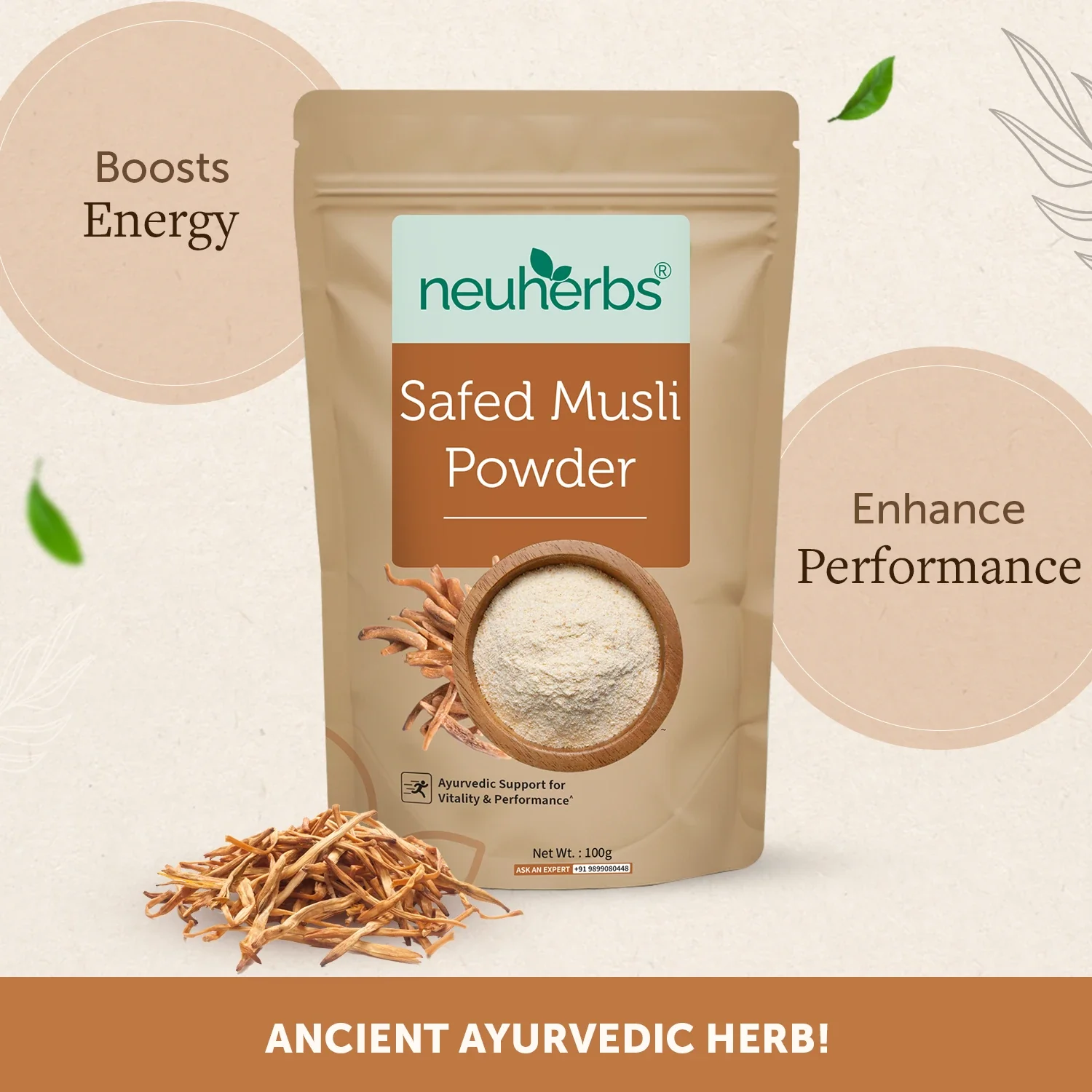 Organic Safed Musli Powder for men's support of vitality, reduced physical weakness and high performance. - Image 4