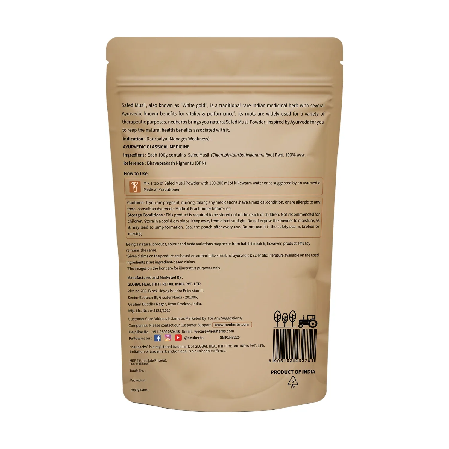 Organic Safed Musli Powder for men's support of vitality, reduced physical weakness and high performance. - Image 5