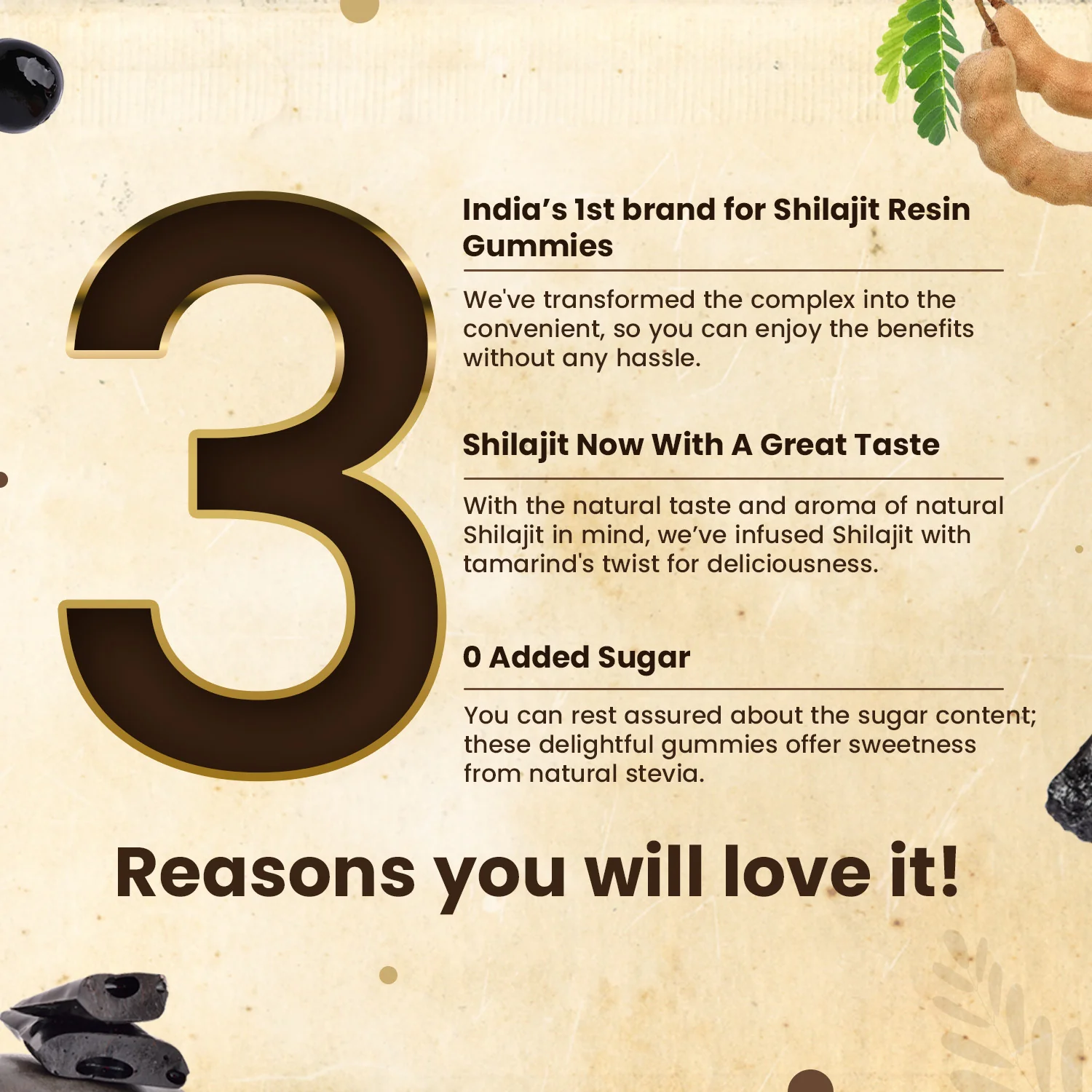 Pure Himalayan Shilajit Gummies 30 (Tamarind Flavour) for Stamina - Image 4