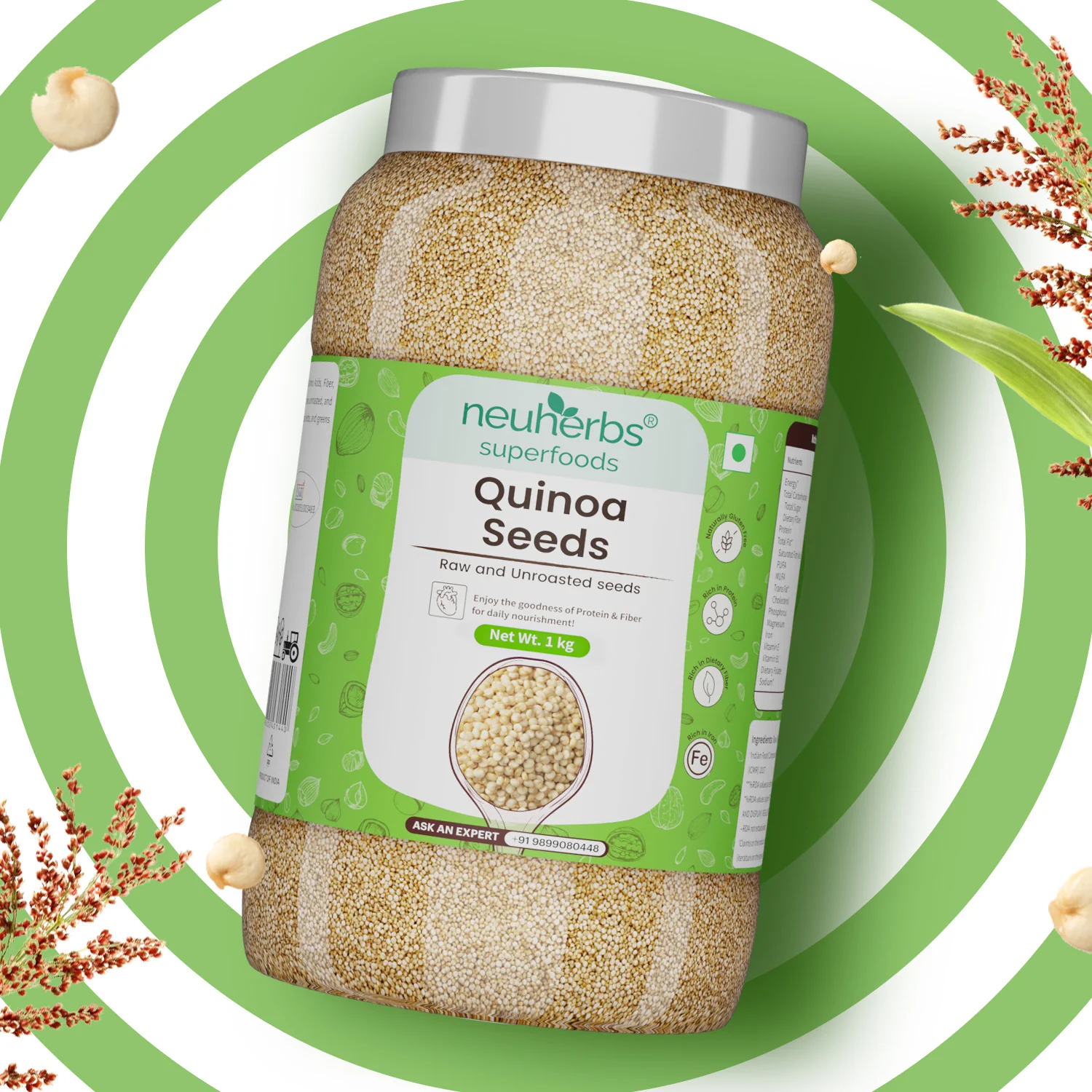 Raw Unroasted White Quinoa Seeds Rich in Protein, Iron, Fiber and Gluten Free Helps in cholesterol levels, weight loss and strong Bones - Image 5